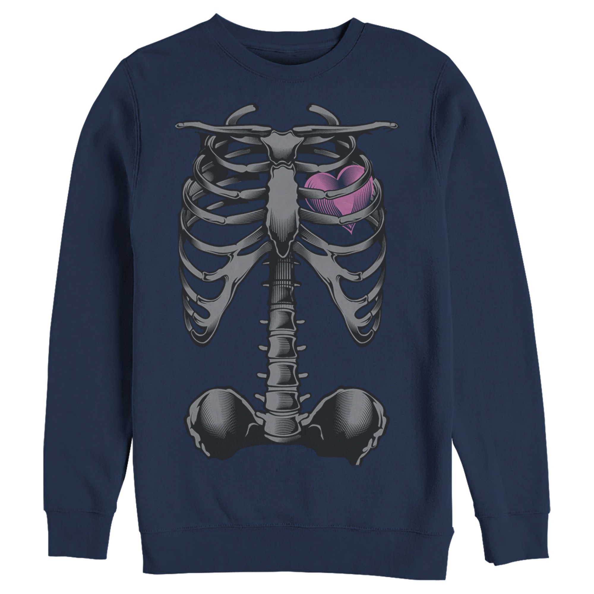 Lost Gods Men’S Halloween Skeleton Rib Cage Heart  Sweatshirt