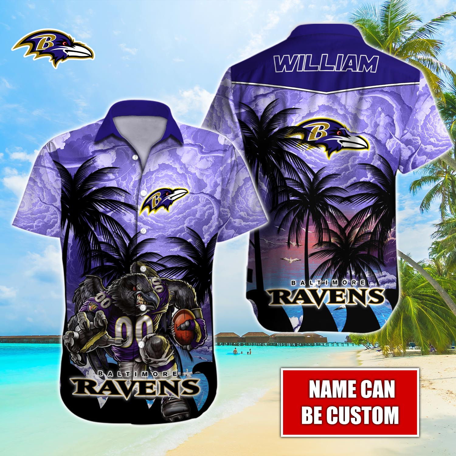 Baltimore Ravens Nfl-Hawaiian Shirt Custom T-40884