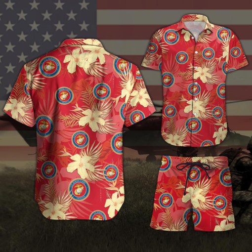 Hawaiian Shirts For Men United States Marine Corps Veteran Men Shirt And Short Hawaiian Shirts For Men