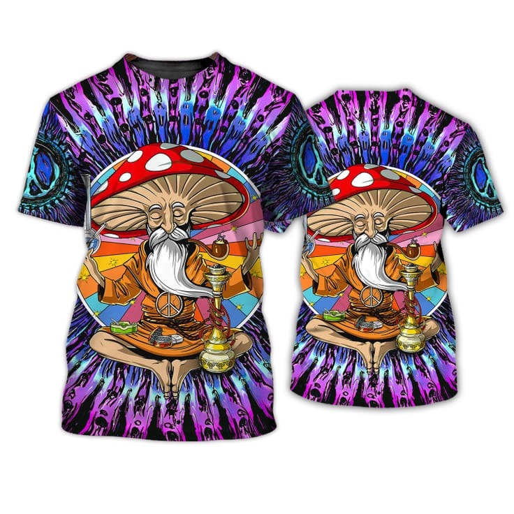 Old Man Hippie 3D All Over Print Tshirt, Hippie Shirts For Men And Women, Mushroom Hippie 3D Tshirt