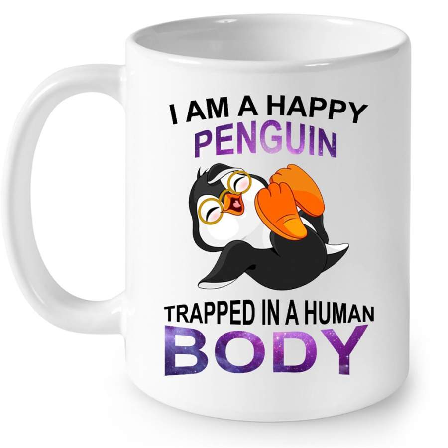 I Am A Happy Penguin Trapped In A Human Body (W) – Full-Wrap Coffee White Mug