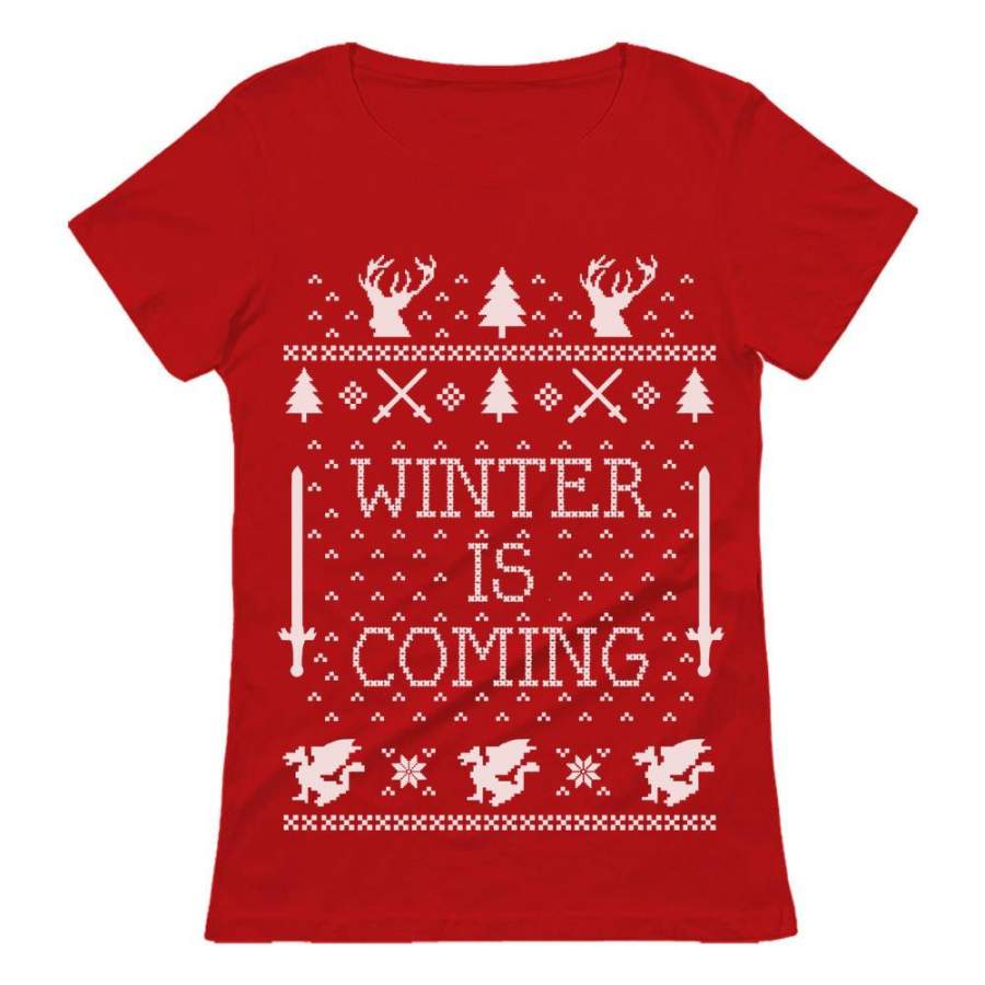 Winter Is Coming Ugly Christmas Sweater Funny Women T-Shirt