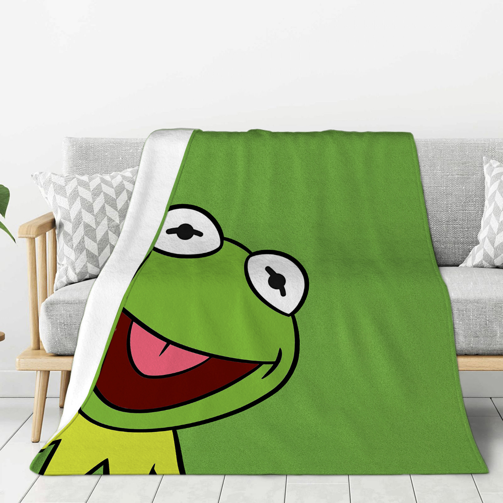 Blanket Kermit The Frog Printing Anti-pilling Flannel Blanket Funny Gift Picnic Travel Home Bed Sofa Bed Sofa Chair Blanket alx