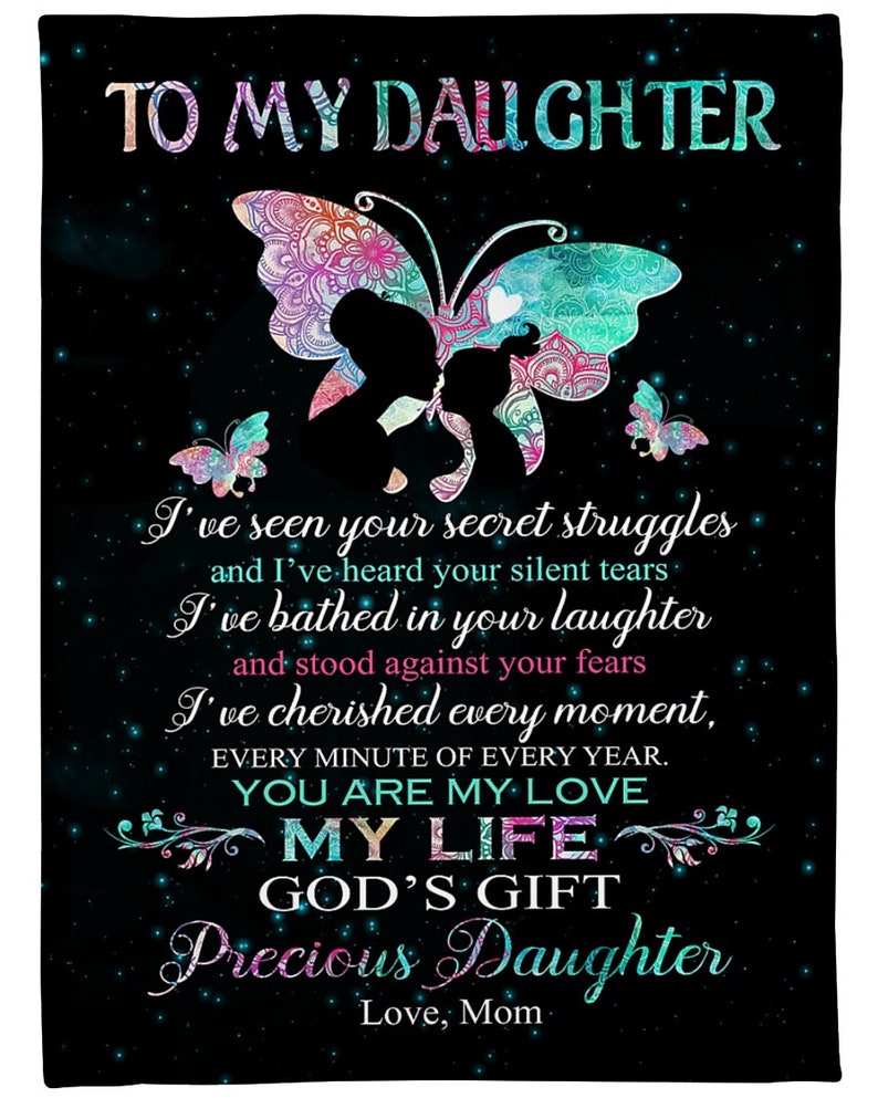 To My Daughter You Are My Love My Life Butterfly Blanket Gift For Daughter From Wife Birthday Gift Home Decor Bedding Couch Sofa Soft And Comfy Cozy