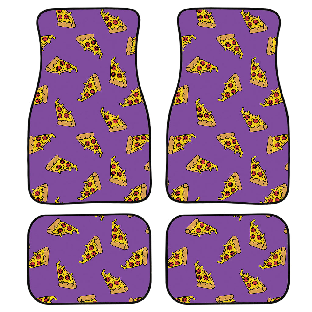 Purple Pizza Pattern Print Front And Back Car Floor Mats, Front Car Mat