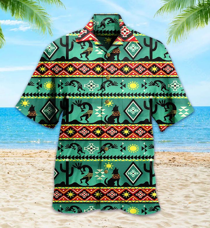 Native American Green Kokopelli Hawaii Shirt Ha48043