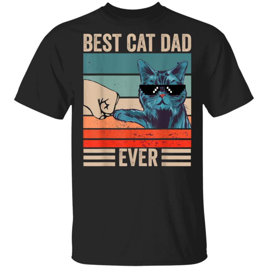 Vintage Best Cat Dad Ever Bump Fist father’s day Gifts T-Shirt