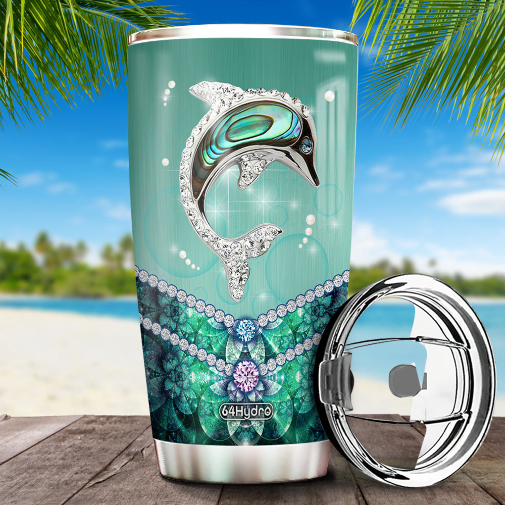 Dolphin Ocean Crystals Jewelry Style Thaz1211003Z Stainless Steel Tumbler