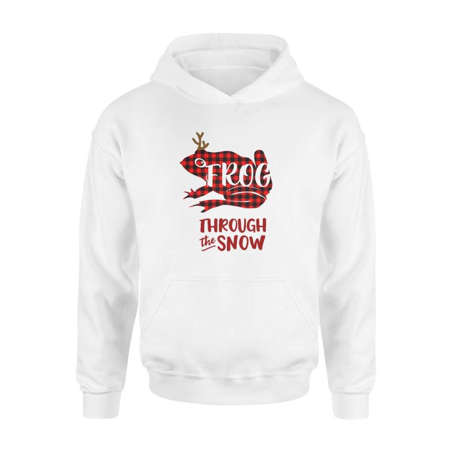 Through The Snow Christmas Frog Red Plaid Hoodie