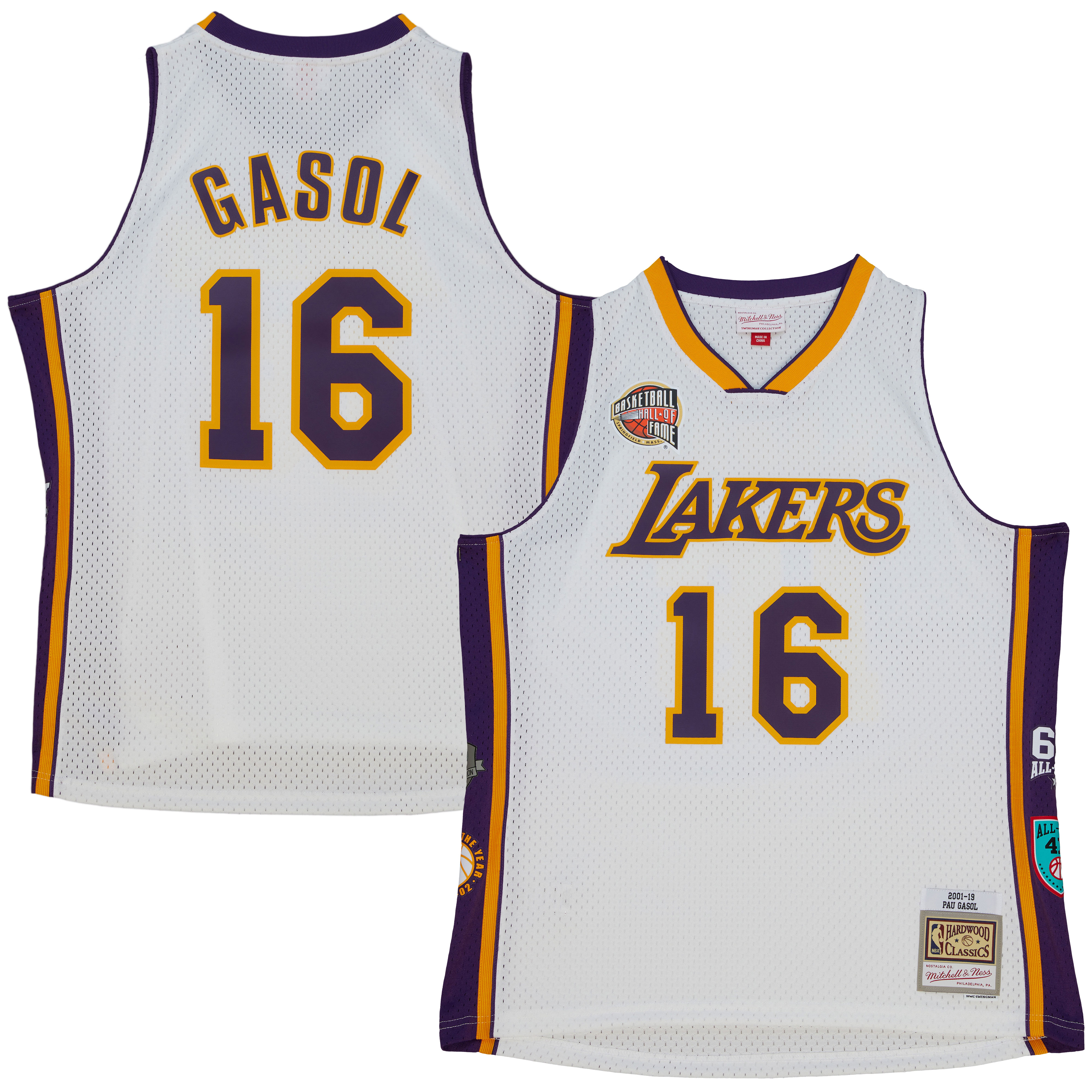 Pau Gasol Los Angeles Lakers Mitchell & Ness Unisex Hall of Fame Class of 2023 Throwback Swingman Jersey – White