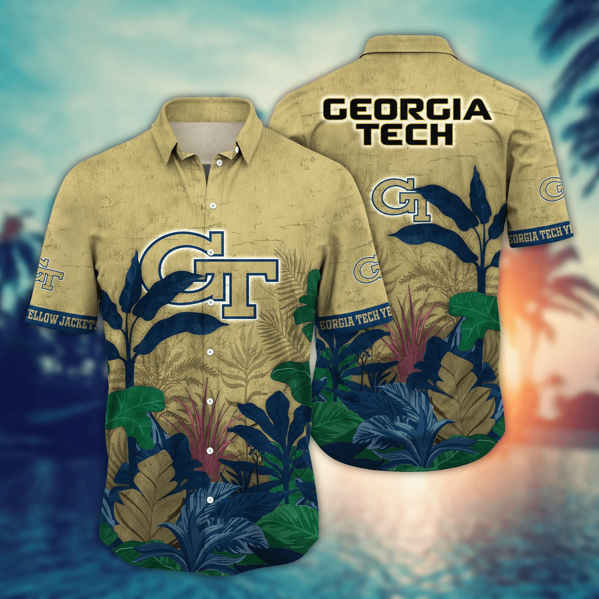 Georgia Tech Yellow Jackets NCCA Hawaiian Shirt Picnics Aloha Shirt