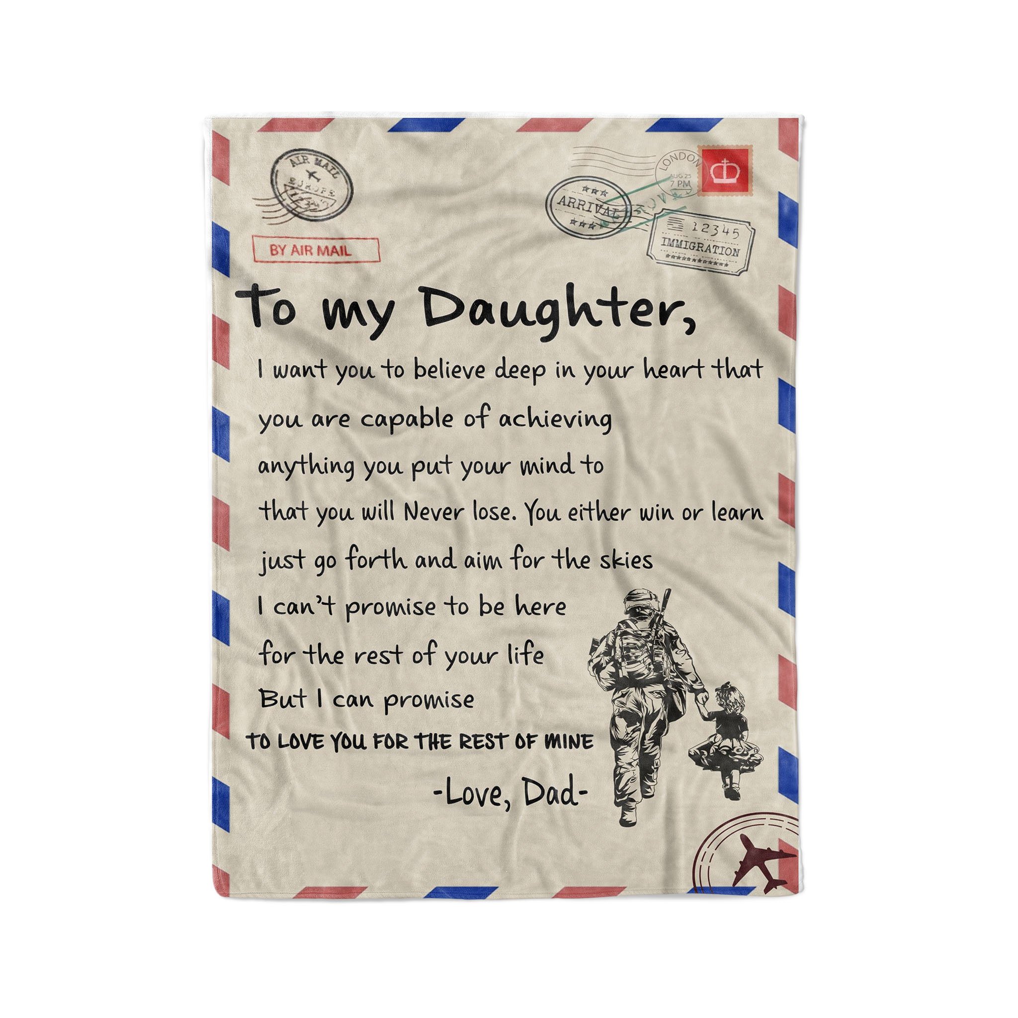 Fleece Soldier Blanket dad to daughter never lose – Corethermax