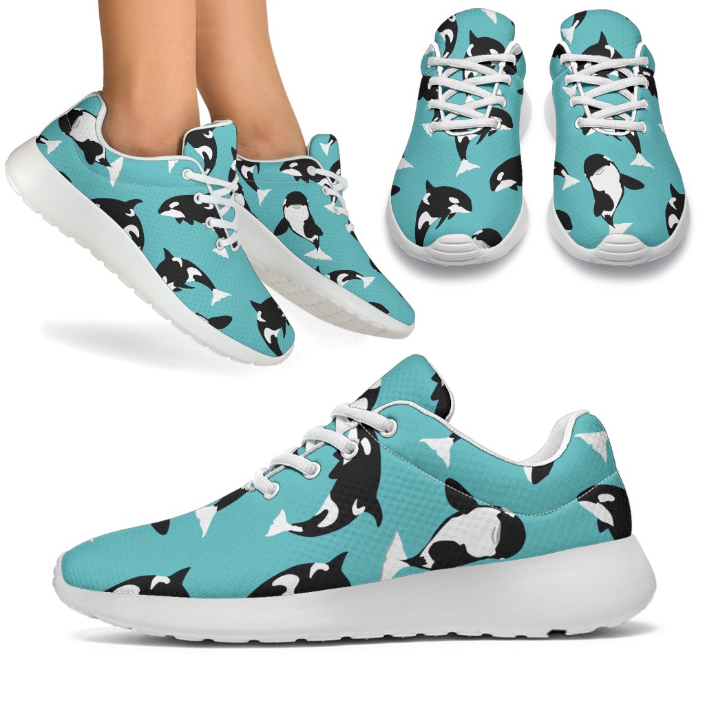 Whale Action Design Themed Print Sport Sneakers White