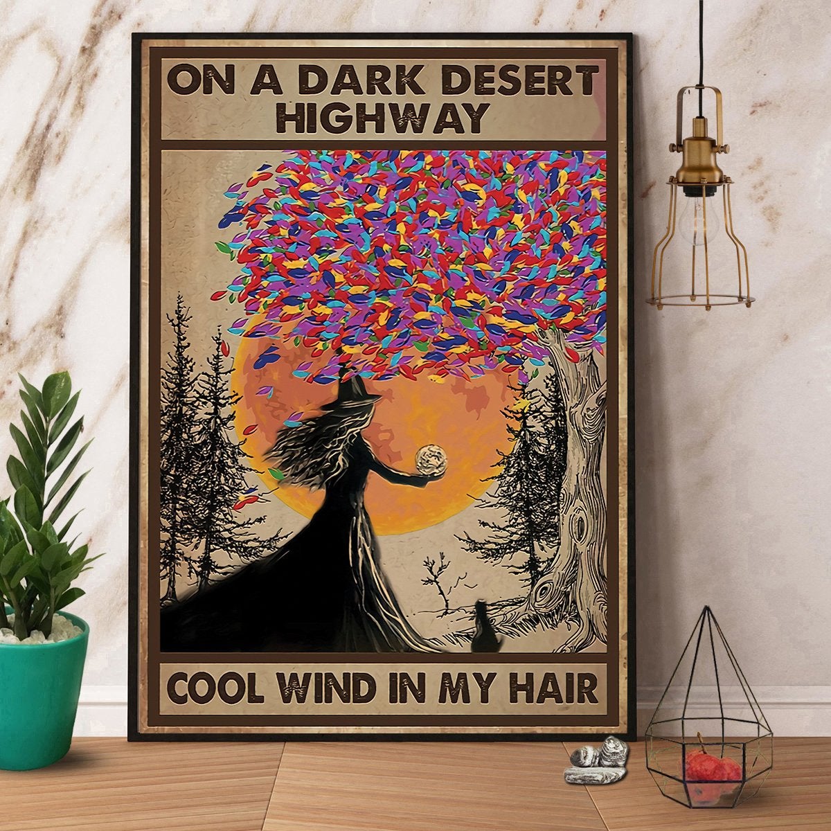 Witch On A Dark Desert Highway Halloween Canvas And Poster, Canvas Prints, My Poster Wall, Canvas Wall Art, Wall Decor Visual Art, Halloween Gift, Happy Halloween