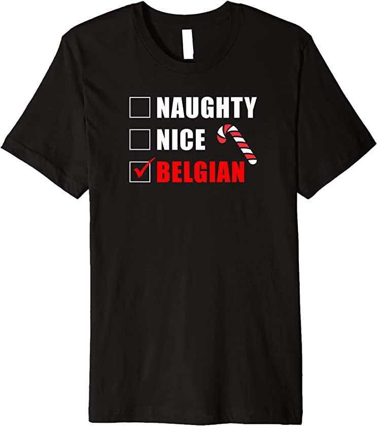 Naughty Nice Belgian Candy Cane Christmas Santa List Premium T-Shirt