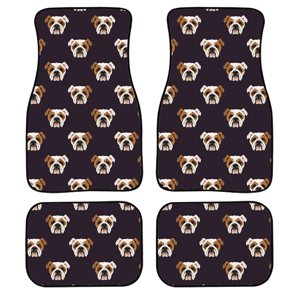 Cute English Bulldog Pattern Print Front And Back Car Floor Mats, Front Car Mat