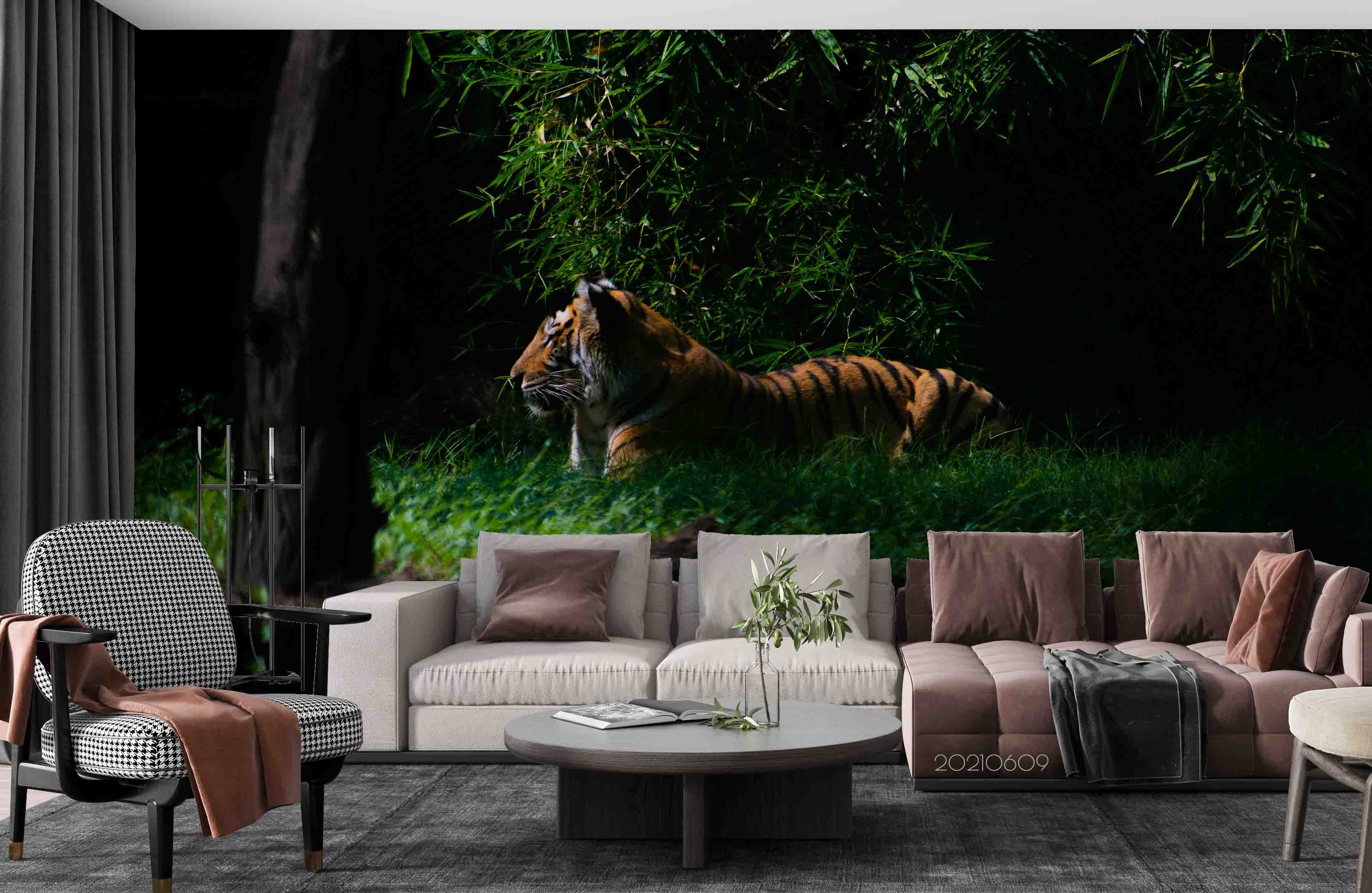 3D Forest Tiger Wall Mural Wallpaper Sww1716