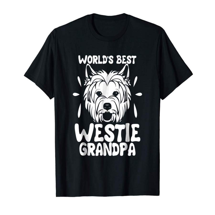 World’S Best Westie Grandpa T Shirt, I Love My Dog T Shirt Men Graphic T-Shirt