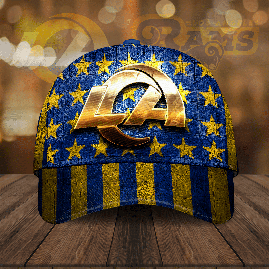 Los Angeles Rams Usa Flag Golden Stars Classic Baseball Cap – Blue