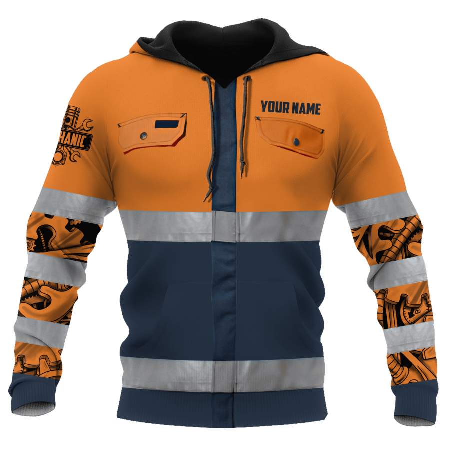 Mechanic Safety Custom Name 3D All Over Printed Hoodie For Men and Women