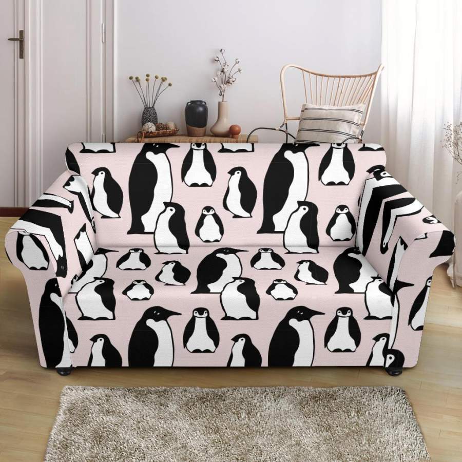 Penguin Print Pattern Loveseat Cover