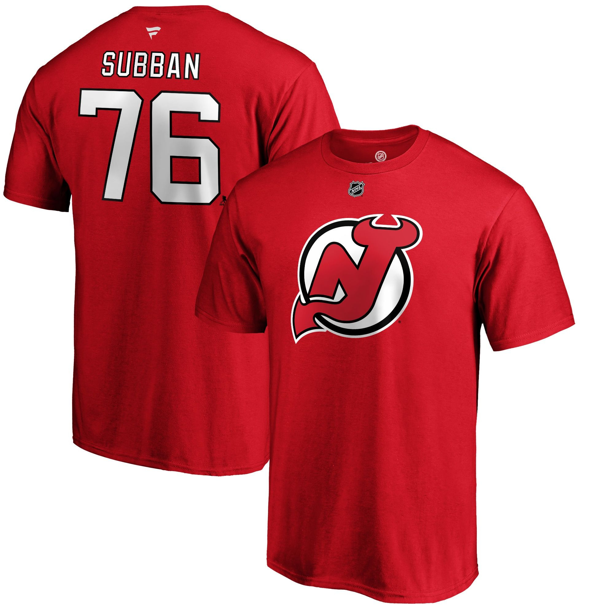 Men’S Fanatics Branded P.K. Subban Red New Jersey Devils Authentic Stack Name & Number T-Shirt