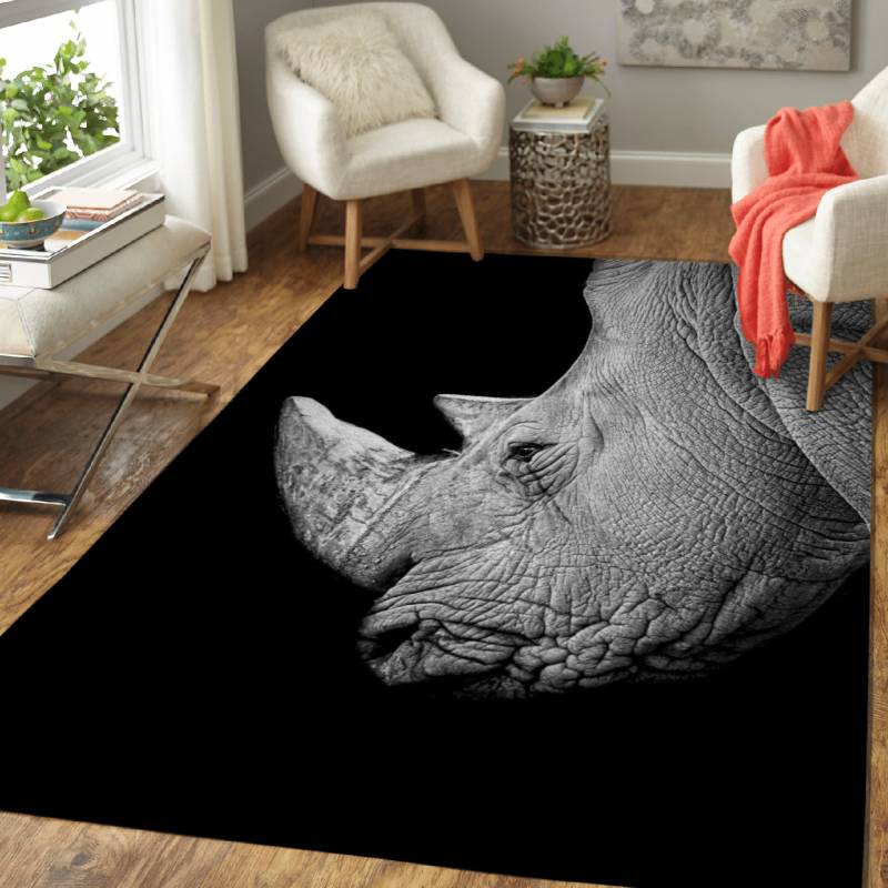 wild Rhinoceros face  – Animals Wallpapers Area Rug Carpet