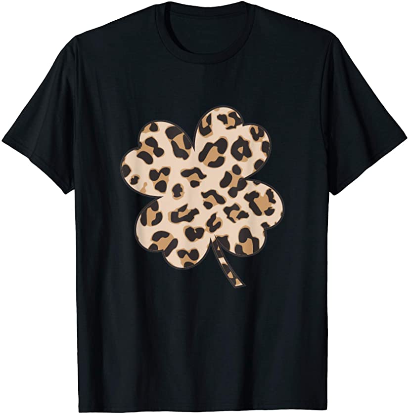 St Patrick’s Day Lucky Irish-Shamrock with Leopard Prints T-Shirt