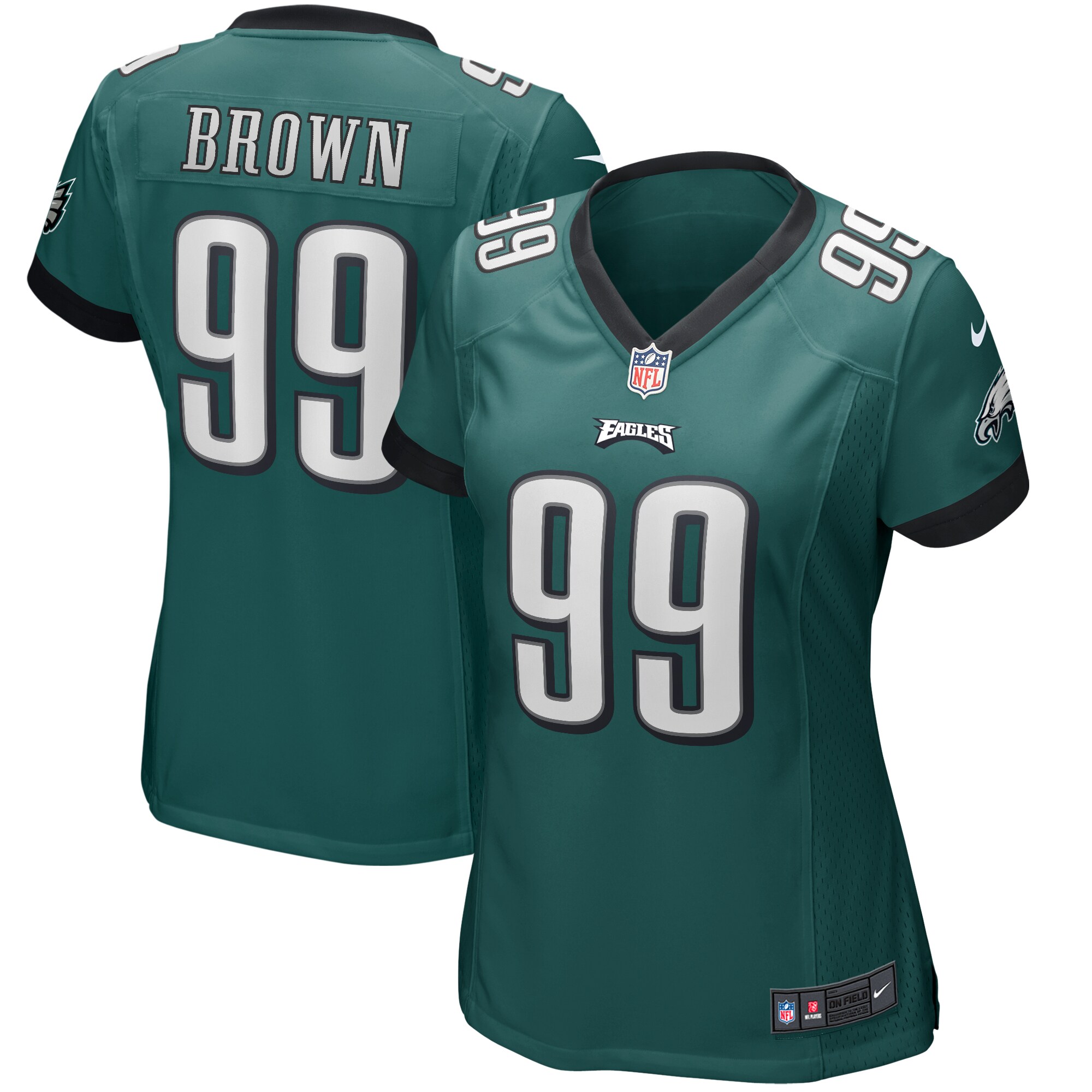 Jerome Brown Philadelphia Eagles Women's Game Retired Player Jersey – Midnight Green