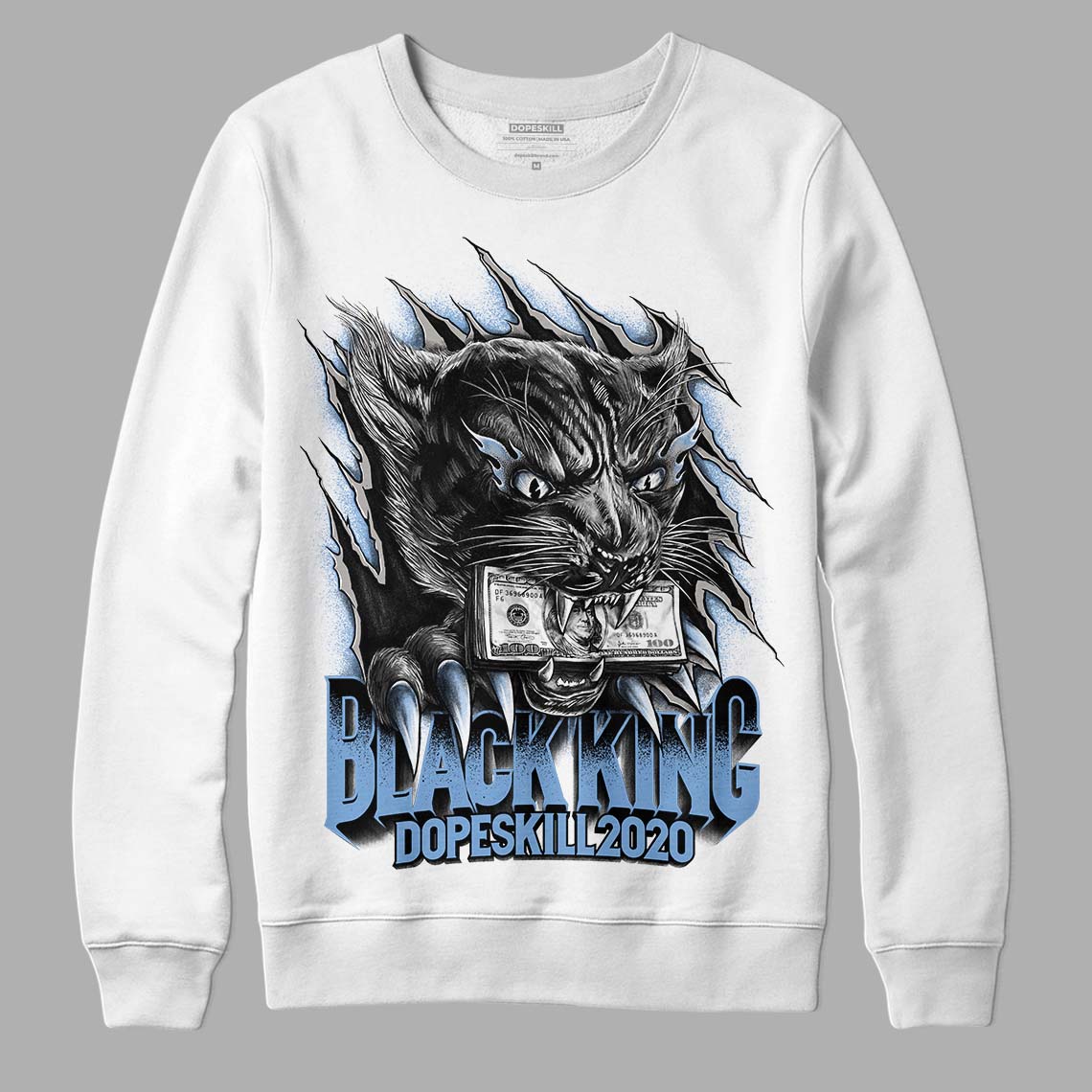 Unc University Blue 5S Dopeskill Sweatshirt Black King Graphic