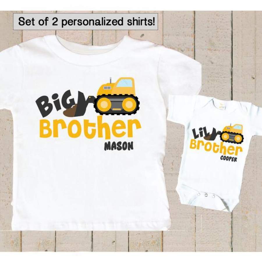 Personalized gifts for siblings – Big brother little brother custom name shirt – GST