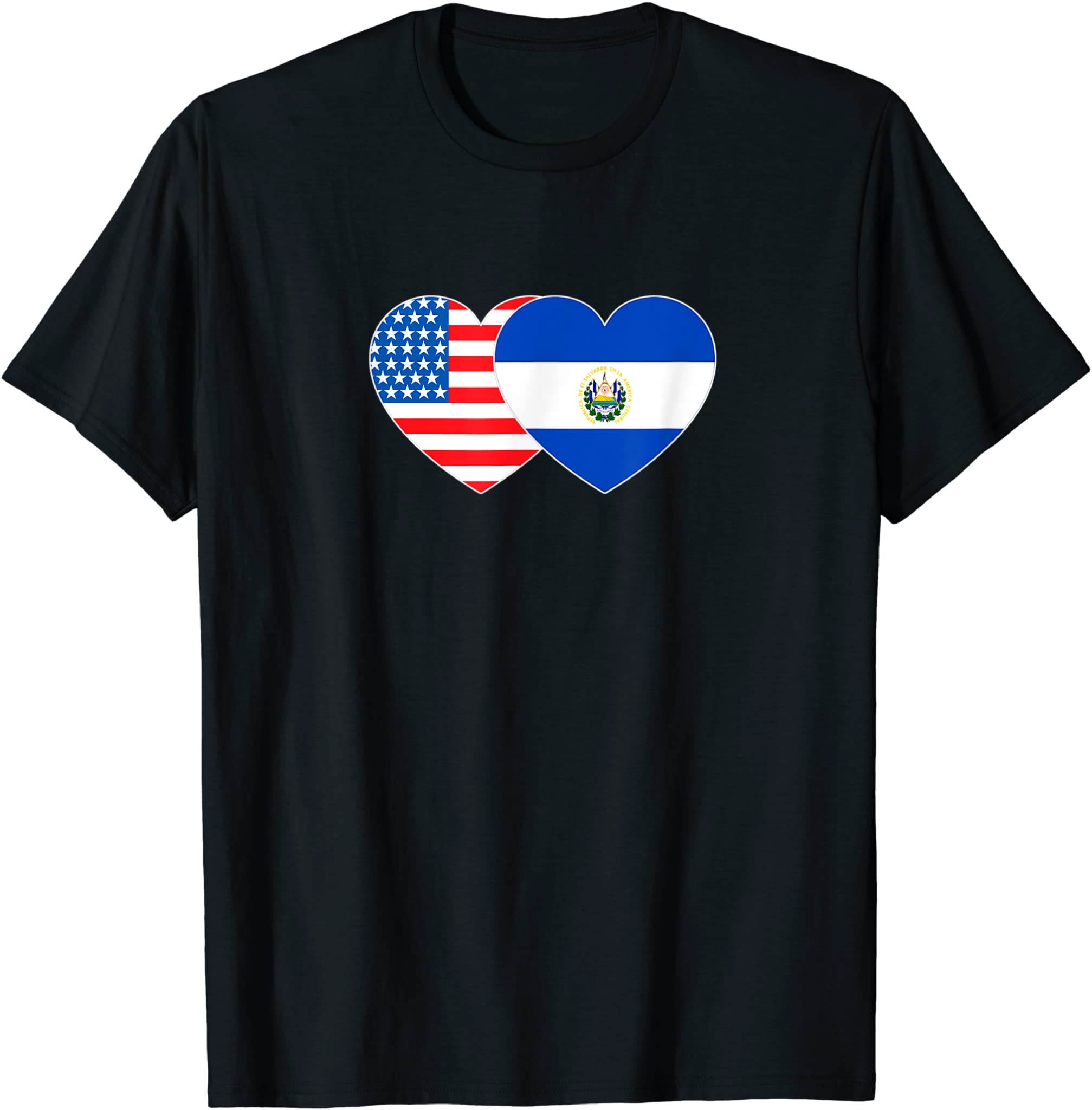 El Salvador & USA Flag Twin Heart for Salvadorian Americans T-Shirt