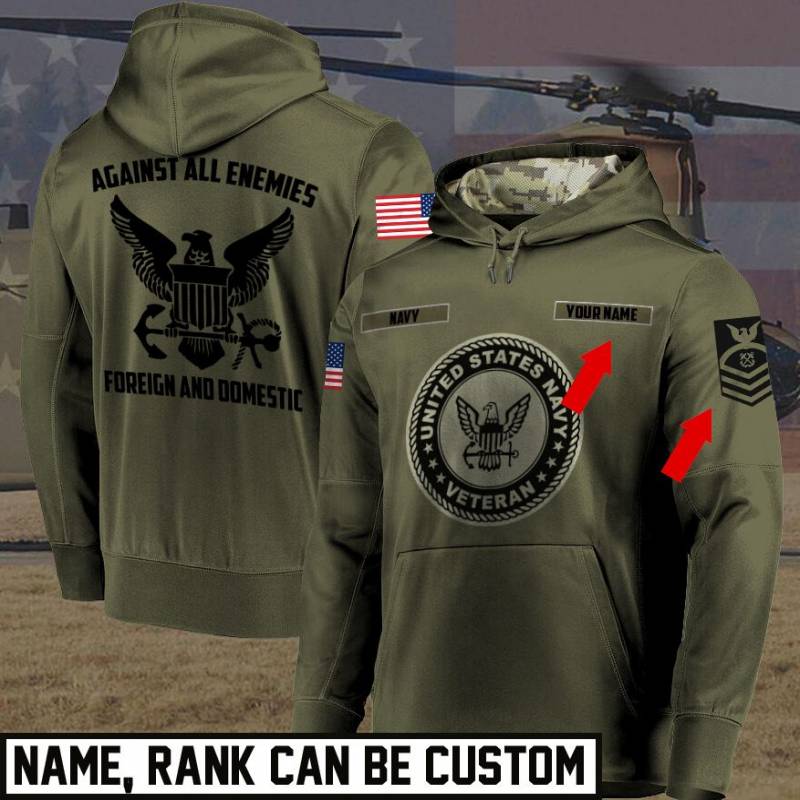 United States Navy Pullover Hoodie Customize TBD272007HD02-NV