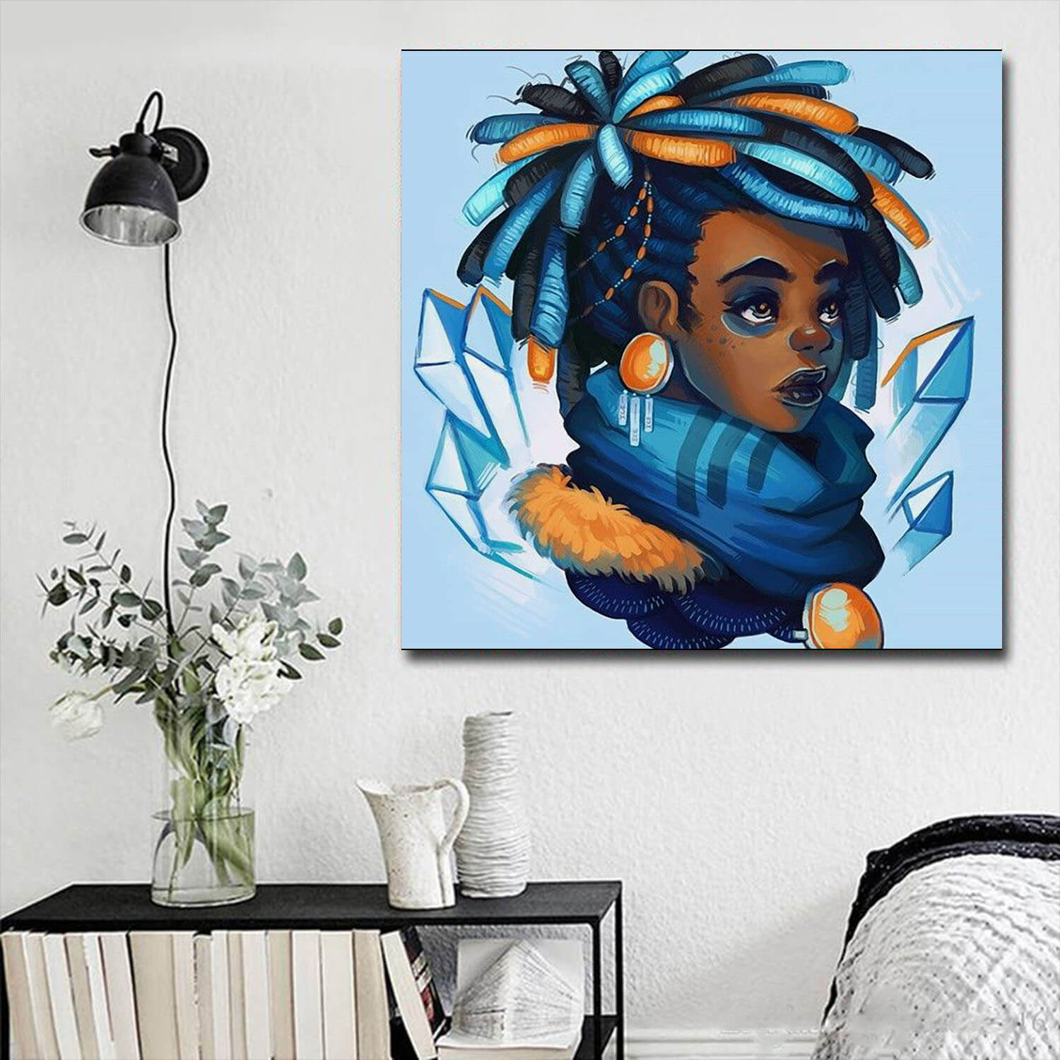 African American Canvas Prints Meanin Girl With Afro Hair Afrocentric Living Room Decor WBG7841