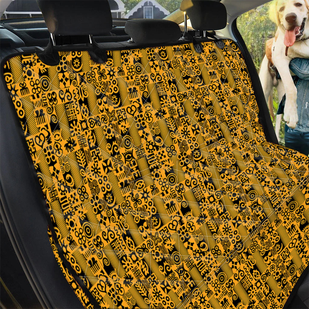 West African Adinkra Tribe Symbols Pet Car Back Seat Cover