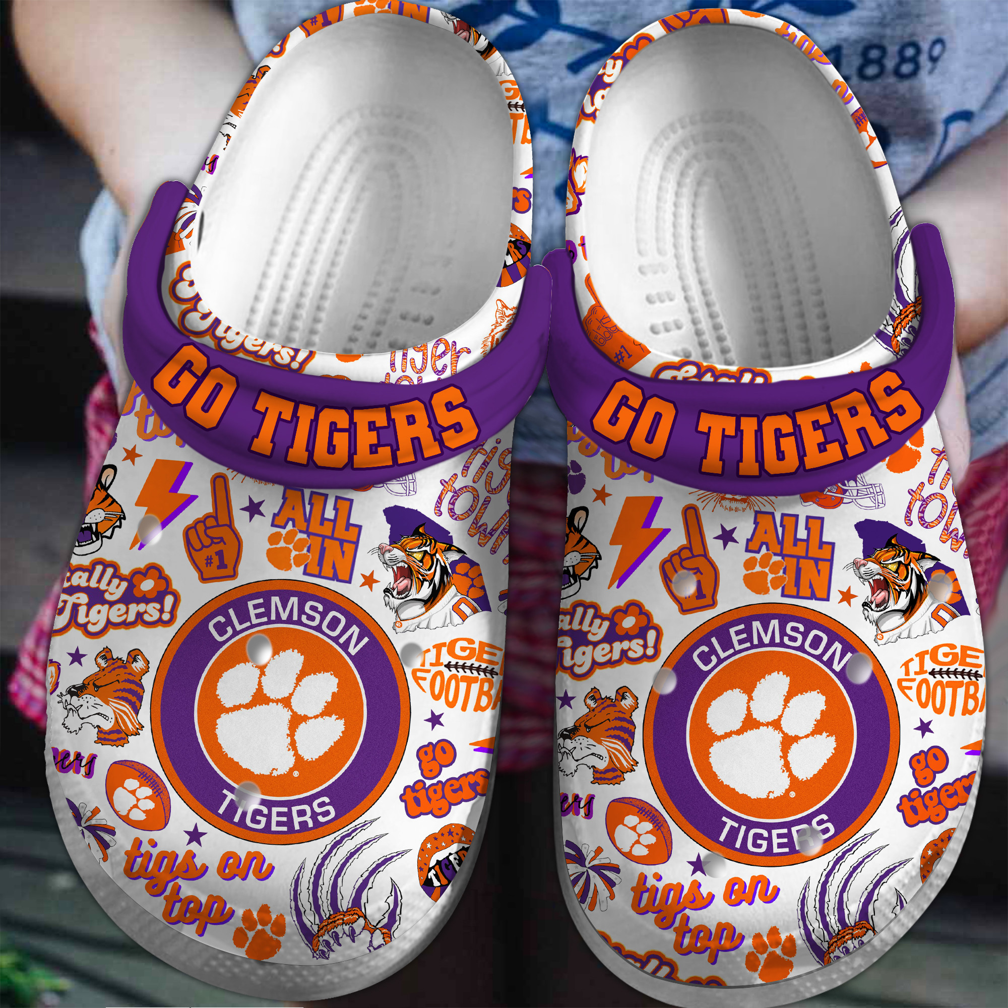 Clemson Tigers NCAA Sport Crocs Crocband Clogs Shoes Comfortable For Men Women and Kids 3