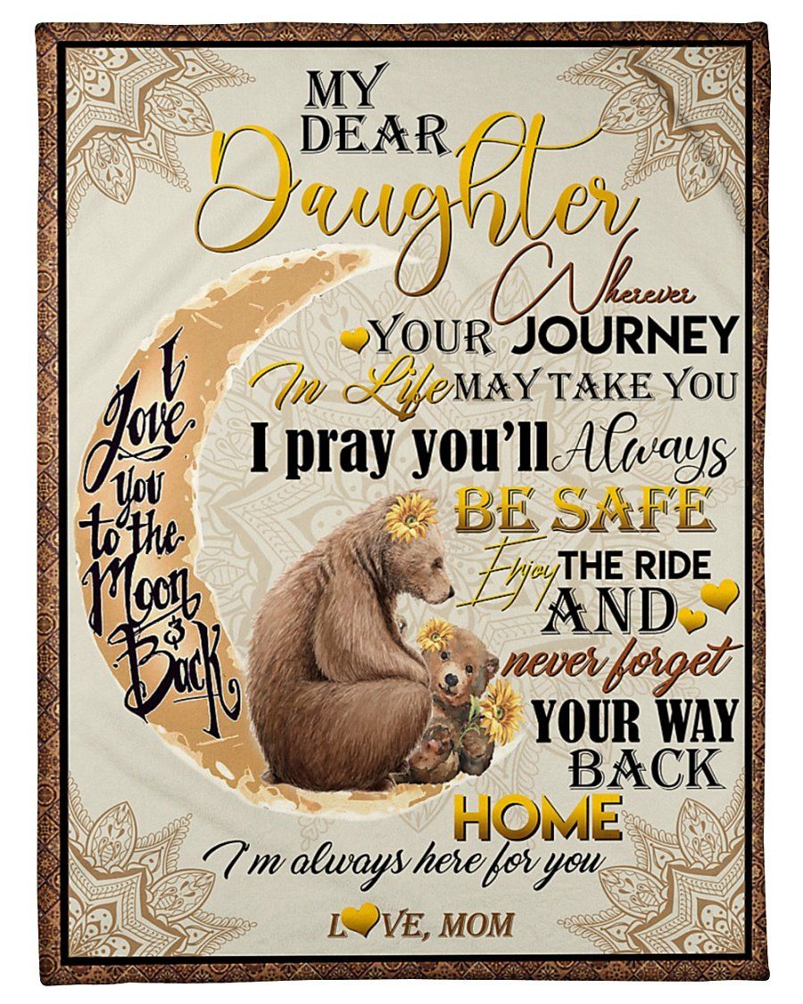 [Personalized Name] Bear Mom Love You To The Moon And Back Fleece Blanket, Sherpa Blanket, Gift For Parent, Family Member, Friends Gift, Christmas Gift, Home Decor, Home Living