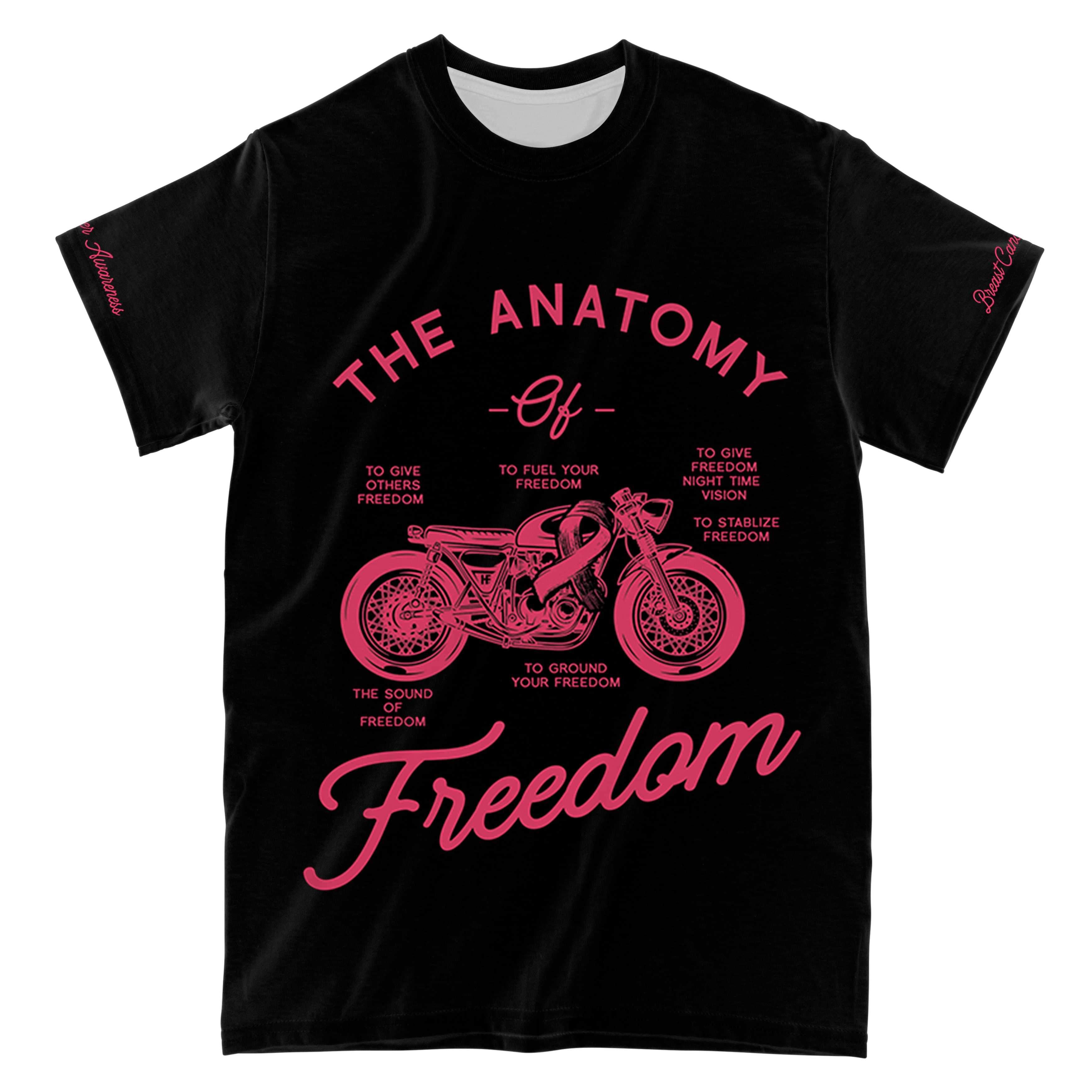 The Anatomy Of Freedom Breast Cancer Awareness All Over Print T-Shirt, Cool Breast Cancer Survivor Gift Idea