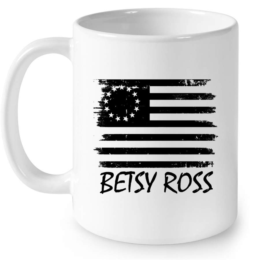 Betsy Ross, Vintage Flag Distressed (w) – Full-Wrap Coffee White Mug