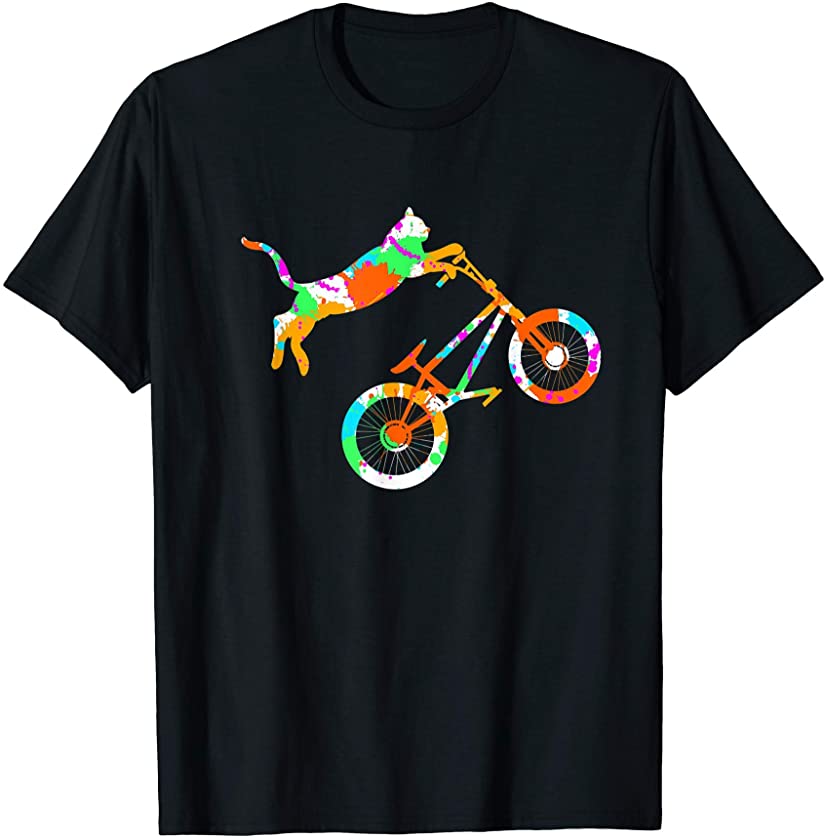 Cat Bike Kitten Riding BMX Bicycle Stunt Biker Rider Biking T-Shirt