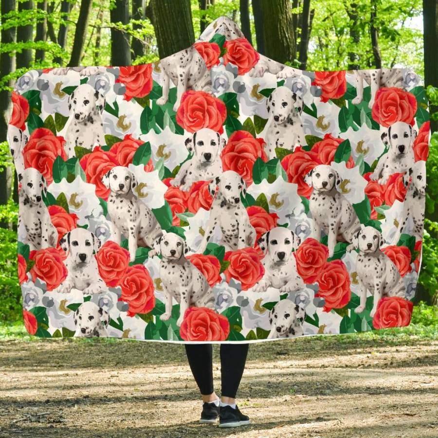 Dalmatian Dog Puppy Pattern Print Hooded Blanket