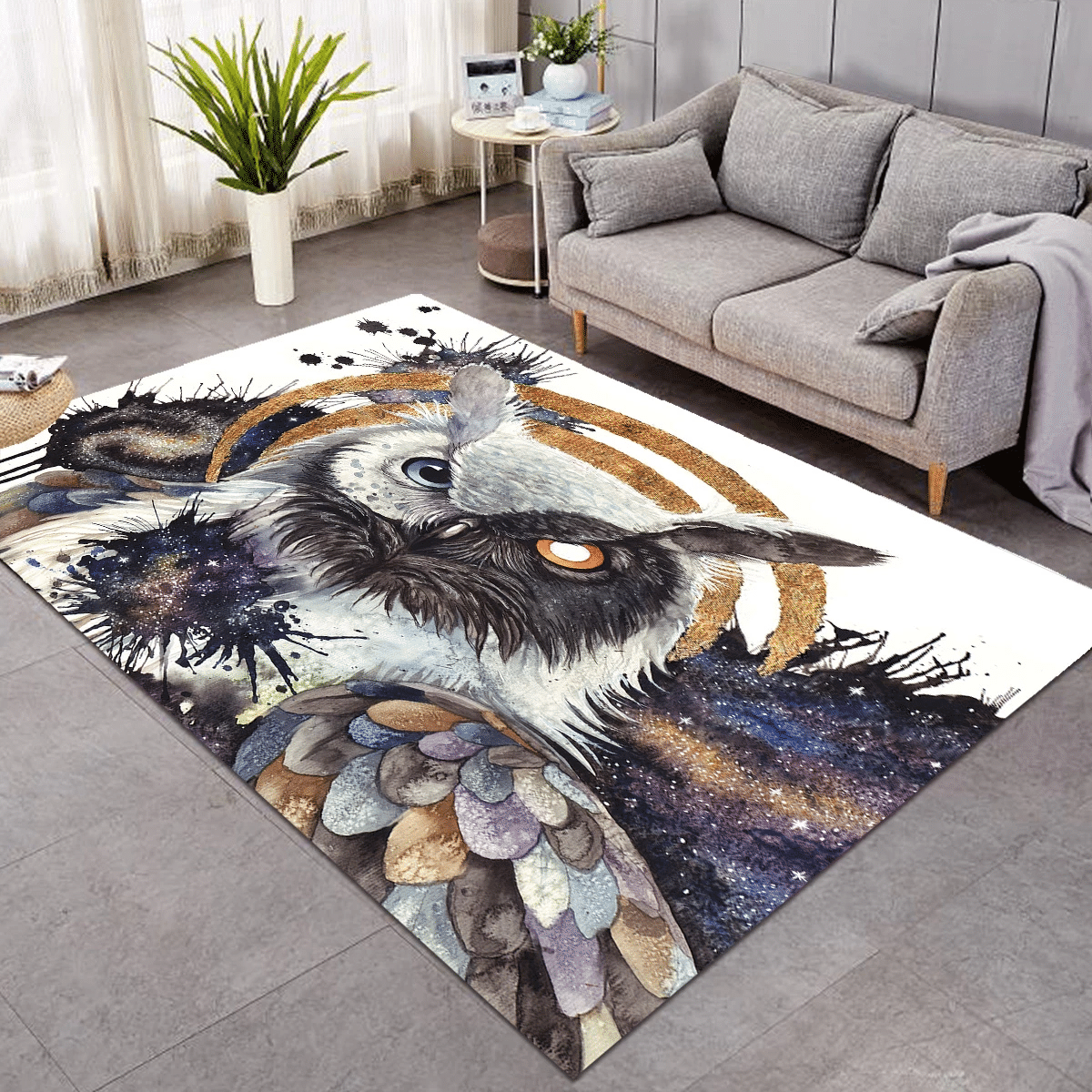 Yin Yang Owl Rug Living Home Decor