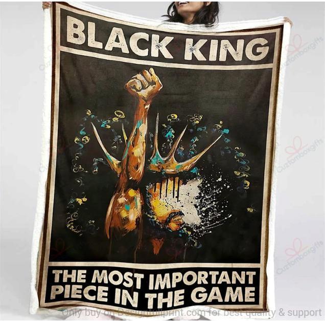 Black American Gift Gift For Hippie Black King The Most Important Piece In The Game Sherpa Blanket Hg