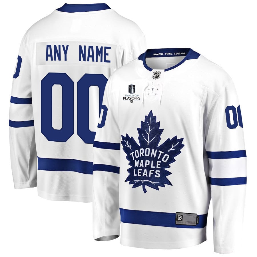 Toronto Maple Leafs Stanley Cup 2023 Playoffs Patch Away Breakaway Custom Men Jersey – White