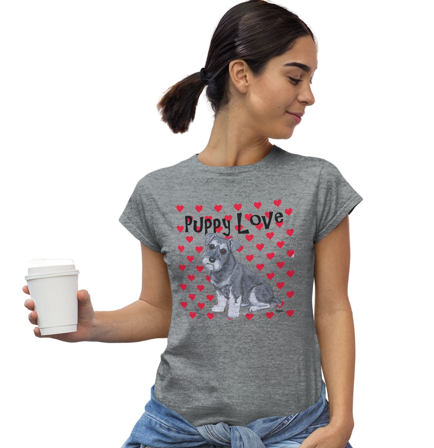 Schnauzer Puppy Love – Women’S Fitted T-Shirt