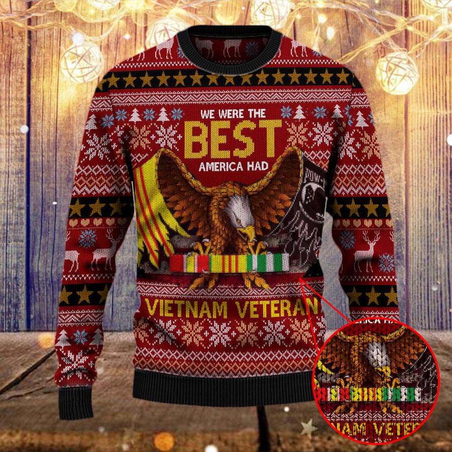 Armed Forces Army Usn Navy Usmc Marine Usaf Air Forces Uscg Coast Guard Military Vva Vietnam Veterans Day Gift For Father Dad Christmas Ugly Sweater