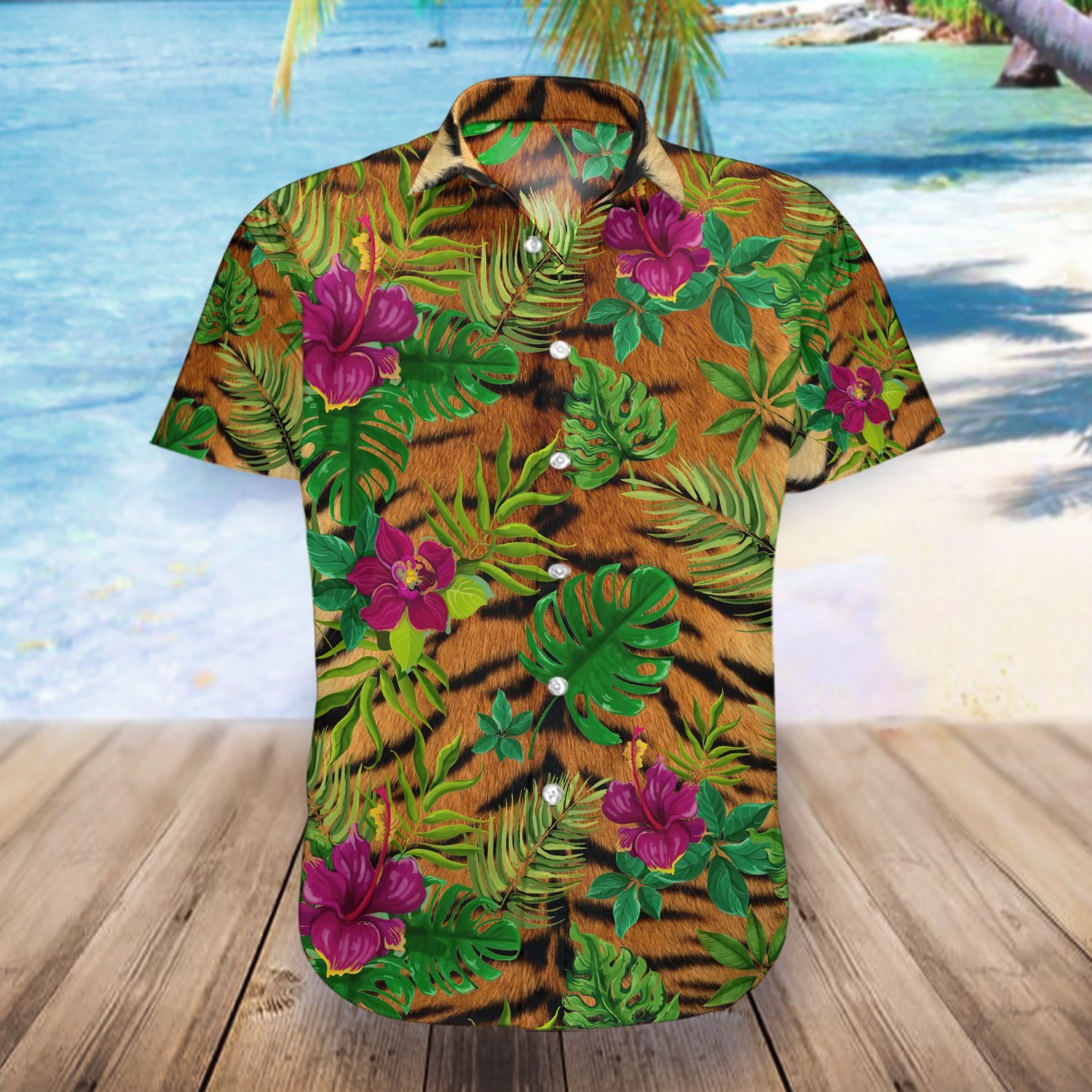 Tropical Stripe Tiger Hawaii Shirt