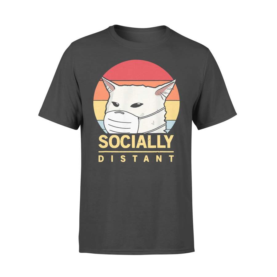 Dinner Meme Cat Mask Socially Distant Vintage T-shirt