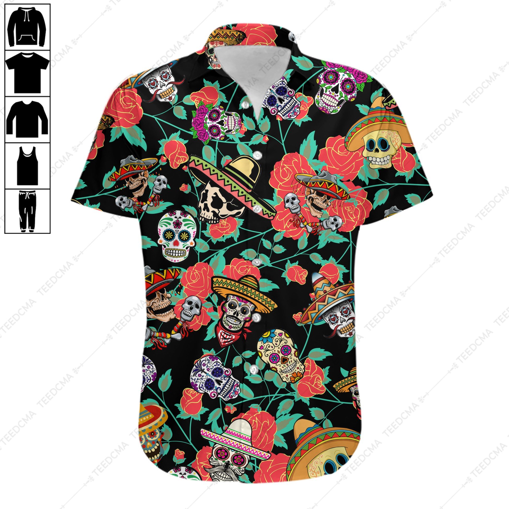 Sugar Skull Mexican Hawaiian Shirt Skhw0003