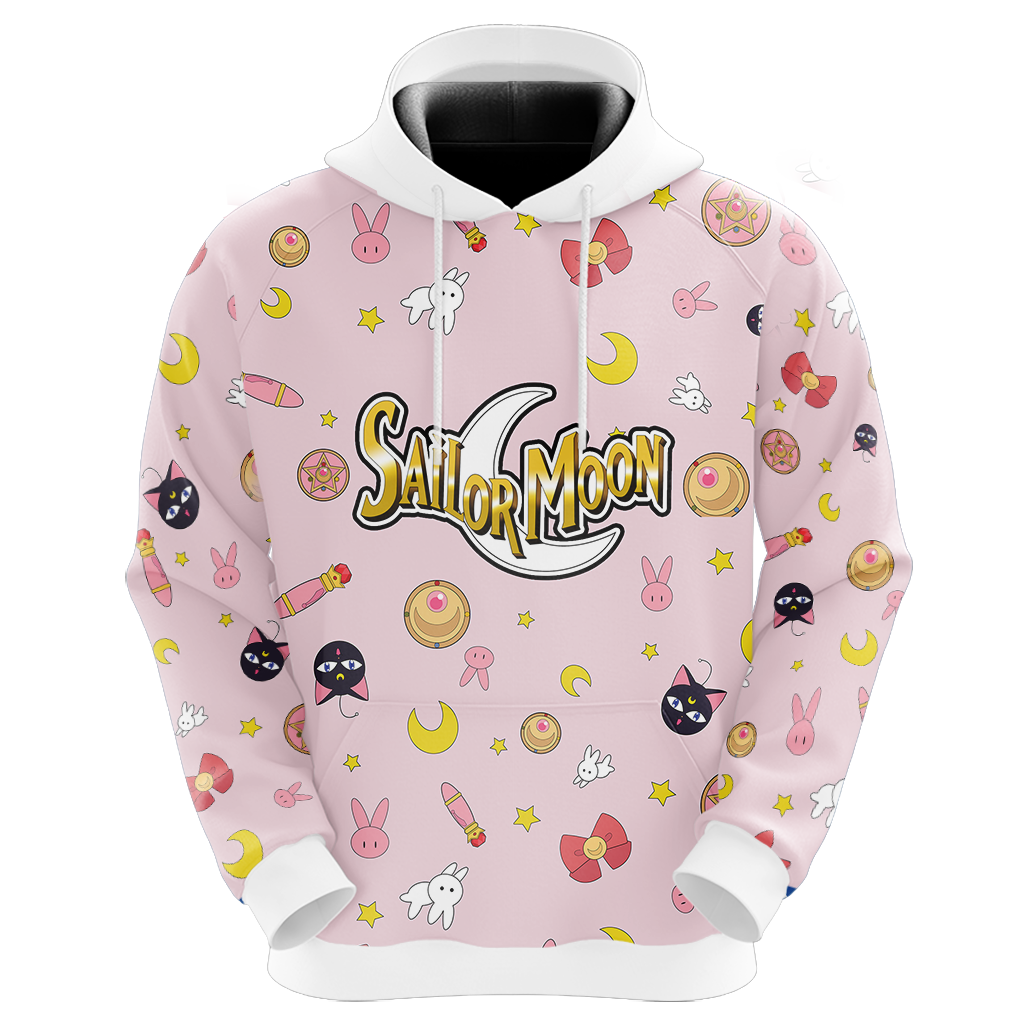 Sailor Moon Hoodie Usagi Tsukino Sailor Moon Items Cute Pink Hoodie Adult Full Size Anime Hoodie